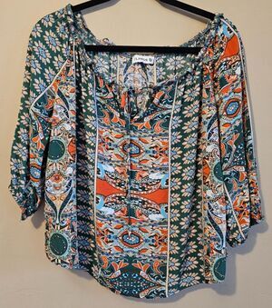 Peasant Top Paisley, Viscose, casual, Boho, Elings size M, cruise, vacation